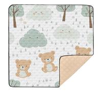 Tappeto da gioco per bambini con motivo orso, nuvola, albero, grande, antiscivolo, per interni ed esterni, lavabile, per bambini, bambini, 127 x 127 cm
