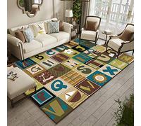 Tappeto da gioco per bambini, morbido, a pelo corto, per camera da letto, sala giochi, decorazione con lettere in stile cartone animato patchwork in diversi colori, verde, 200 x 250 cm