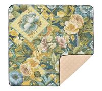 Tappeto da gioco per bambini, quadrato, stile Art Nouveau, grande, antiscivolo, impermeabile, per attività di intrattenimento, per bambini, 127 x 127 cm