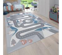 Tappeto da gioco per la cameretta dei bambini con motivo di strade e animali, co