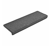 Tappeto da gradini 30 pezzi, 65 x 21 x 4 cm, grigio scuro, antiscivolo | 100% PP imbottito, lavabile e pieghevole, nastro biadesivo, protegge sopra e davanti, bordo rettangolare