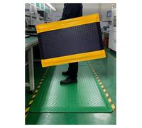 Tappeto da Officina Antifatica 1m Antistatico, Cuscino Spesso per Laboratori, Cucine, Garage, Tappetino da Lavoro per Ufficio, Bancone, Area Commerciale(Black-Yellow,90x100 cm)