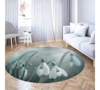 Tappeto da pavimento rotondo con stampa floreale Stuoia lavabile verde salvia per soggiorno Carpet morbido antiscivolo a pelo corto per camera da letto Accento da pranzo resistente alle 160cm