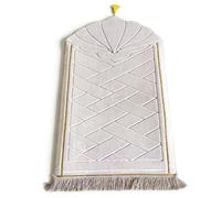 Tappeto Da Preghiera 65x110cm, Spesso, Imbottito In Modo Irregolare E Antiscivolo; Tappeto Portatile Per La Salat Quotidiana, La Meditazione E Il Ramadan(White)