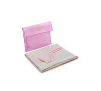 Tappeto da preghiera musulmana e perline con elegante borsa in tessuto fiammato | Janamaz | Sajadah | Morbido tappeto islamico | Regali islamici | Tappeto da preghiera in tessuto taffettà, rosa