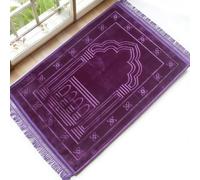 Tappeto Da Preghiera Musulmano 80x120cm, Modello Grande Imbottito Per Bambini, Uomini E Donne, Tappeto Morbido Con Nappe, Portatile, Per La Salat Quotidiana(Viola)