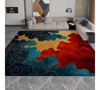 Tappeto da Salotto 120 x 170 cm, Tappeto Stile Tradizionale Giapponese Salotto Antiscivolo Lavabile pelo corto Vortice Di Nuvole Rosse E Blu Tappeti Decorativi per Camera da Letto ingresso e cucina