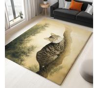Tappeto da Salotto 180 x 240 cm, Tappeto Stile Ukiyo E Salotto Antiscivolo Lavabile pelo corto Animale Gatto Soriano Su Un Albero Tappeti Decorativi per Camera da Letto ingresso e cucina