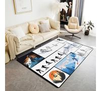 Tappeto da sci per bambini, per sport invernali estremi, per interni ed ingresso, per ragazze e ragazzi, tappeto antiscivolo per lo sci, colore: nero, arancione, blu, divano, soggiorno, 1,5 x 1,8 m