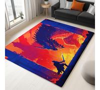 Tappeto da Soggiorno Duello Del Guerriero Drago 120x180 cm Tappeti Lavabile Antiscivolo Morbido, Tappeto Pelo Corto per Camera da Letto, Cameretta dei Bambini, Ufficio