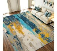 Tappeto da soggiorno industriale ad acquerello, 80 x 150 cm, per camera da | Moderno motivo con texture invecchiata, antiscivolo, lavabile, adatto per la cameretta dei bambini, l'ingresso e il bagno