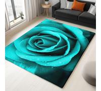 Tappeto da soggiorno, lavabile, a pelo corto, morbido e antiscivolo, per camera da letto, sala da pranzo, corridoio, morbido e durevole, per piante luminose, rosa, rugiada, turchese, 160 x 230 cm
