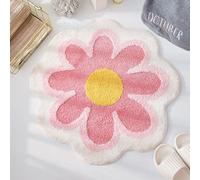 Tappeto da soggiorno, tappeto floreale, morbido e antiscivolo, con elevata igroscopicità, tappetino da bagno, tappetino da doccia, tappetino per bagno, cucina, soggiorno, WC, 25.6x25.6 pollici (rosa)