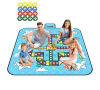 Tappeto da spiaggia, coperta esterna impermeabile, tappeto multifunzionale con scacchiere e monete per giochi da tavolo in famiglia in spiaggia e in campeggio