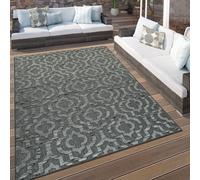 Paco Home Tappeto da interni e esterni, per terrazze, etnico, anti-intemperie, grigio, Dimensione:160x230 cm