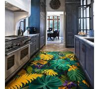 Tappeto da vivaio tropicale 150x240cm Tappeti per area tappeti lavabili Boho a pelo basso Verde giallo Monstera a foglia di palma Tappeto botanico per soggiorno Ufficio