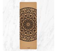 Tappeto da yoga in sughero extra large Myga Mandala Marron 200x70 cm