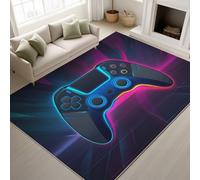 Tappeto dal design contemporaneo con motivo Giochi, Viola Reale Tappeto Camera Da Letto con Retro in Gomma Antiscivolo, Neon Controller Di Gioco Energico Tappeti per Bambini 160 x 220 cm