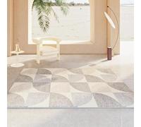 Tappeto dal design moderno, lavabile, motivo geometrico, bianco e grigio, a pelo corto, per soggiorno, camera da letto, cameretta dei bambini, antiscivolo, 180 x 240 cm