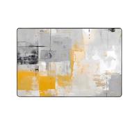 Tappeto d'arte moderna per soggiorno, camera da letto, pittura astratta gialla, con retro antiscivolo, lavabile, in flanella, tappeto per la decorazione della casa e dell'ufficio, 120 x 180 cm