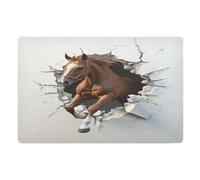 Tappeto decorativo 3D con foro bianco da parete animale cavallo ingresso esterno retro in gomma antiscivolo e lavabile zerbino ultra sottile tappetino da ingresso 81,3 x 50,8 cm tappetino da cucina