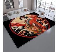 Tappeto Decorativo Antiscivolo in Flanella 80 x 150 cm - Tappeto con Illustrazioni di personaggi in stile giapponese Pelo Corto Ideale per Soggiorno Camera da Letto Corridoio e Comodino Multicolore