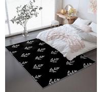 Tappeto Decorativo Antiscivolo in Morbida Flanella 40 x 60 cm - Tappeto con Tradizionale Giapponese Freccia Pelo Corto Ideale per Soggiorno Camera da Letto Corridoio e Comodino Nero