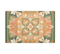 Tappeto decorativo bohémien con fiori arancioni per ingresso esterno, retro in gomma antiscivolo e lavabile, tappeto extra per porta d'ingresso, 81,3 x 50,8 cm, tappeto da cucina per scarpe fangose e