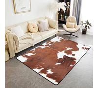 Tappeto decorativo con stampa di mucca in pelle bovina Shaggy soffice stampa decorativa tappeto in pelliccia sintetica super tappeto per soggiorno casa colonica con stampa di animali da fattoria, 150