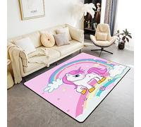 Tappeto decorativo con unicorno, 100 x 150 cm, per bambini e ragazze, set di tappeti decorativi per ragazzi e ragazze, motivo: cavallo da sogno, tappeto arcobaleno per interni, decorazione per la