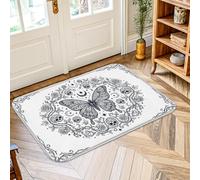 Tappeto decorativo gotico con farfalla e teschio, 6 x 90 cm | Motivo gotico a farfalla, teschio e rosa, dettagli luna celeste, linea arte monocromatica, decorazione per la casa gotica