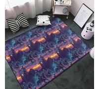 Tappeto decorativo per soggiorno, antiscivolo, lavabile, 7 x 12 cm, morbido tappeto con stampa cyber neon western cowboy per camera da letto, soggiorno, sala da pranzo, stanza, 152 x 99 cm