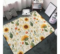 Tappeto decorativo per soggiorno, antiscivolo, lavabile, 7 x 12 cm, morbido tappeto con stampa di girasole e funghi 1 stampa per camera da letto, soggiorno, sala da pranzo, stanza, 152 x 99 cm