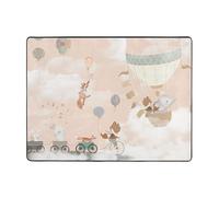 Tappeto decorativo per soggiorno, con animali che cavalcano attraverso il cielo1, morbido, lavabile, per camera da letto, 150 x 122 cm, per interni, camera da letto e soggiorno