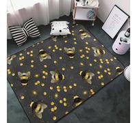 Tappeto decorativo per soggiorno, con api dorate, grigio, nero, antiscivolo, lavabile, 7,6 x 12,7 cm, per camera da letto, interni, camera da letto, soggiorno, 152 x 99 cm