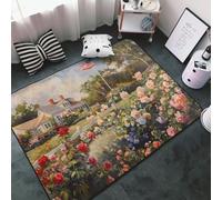 Tappeto decorativo per soggiorno, con bandiera americana, motivo roseto, antiscivolo, lavabile, 7,6 x 12,7 cm, per camera da letto, soggiorno, 152 x 99 cm