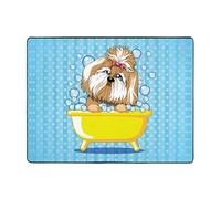 Tappeto decorativo per soggiorno con cane che fa un bagno nella vasca da bagno, morbido, lavabile, per camera da letto, 150 x 122 cm, per interni, camera da letto e soggiorno