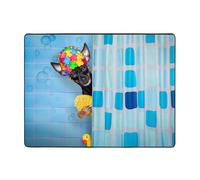 Tappeto decorativo per soggiorno con cane Ratter di Praga nella vasca da bagno, morbido, lavabile, per camera da letto, 150 x 122 cm, per interni, camera da letto e soggiorno