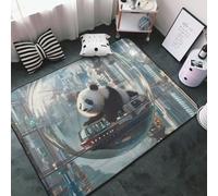 Tappeto decorativo per soggiorno, con panda nella città futuristica, antiscivolo, lavabile, 7,6 x 12,7 cm, per camera da letto, soggiorno, 152 x 99 cm
