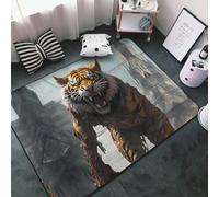 Tappeto decorativo per soggiorno, con ruine, tigre, guerriero, antiscivolo, lavabile, 7,6 x 12,7 cm, per camera da letto, soggiorno, 152 x 99 cm