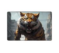 Tappeto decorativo per soggiorno, con ruine, tigre, guerriero, antiscivolo, lavabile, 7,6 x 12,7 cm, per camera da letto, interni, camera da letto e soggiorno, 152 x 99 cm