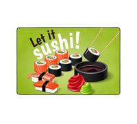 Tappeto decorativo per soggiorno, con scritta "Let it Sushi", antiscivolo, lavabile, 7,6 x 12,7 cm, per camera da letto, interni, per camera da letto e soggiorno, 152 x 99 cm