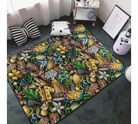 Tappeto decorativo per soggiorno, con simboli della cultura hawaiana, antiscivolo, lavabile, 7,6 x 12,7 cm, per camera da letto, soggiorno, 152 x 99 cm