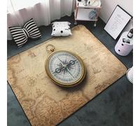 Tappeto decorativo per soggiorno, con vecchia bussola magnetica sulla mappa del mondo, antiscivolo, lavabile, 7,6 x 12,7 cm, per camera da letto, soggiorno, 152 x 99 cm
