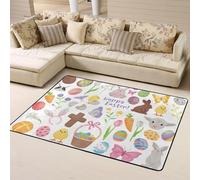 Tappeto decorativo per soggiorno, morbido, con scritta "Happy Easter1", lavabile, per camera da letto, soggiorno, 160 x 122 cm