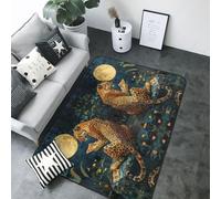Tappeto decorativo per soggiorno, morbido, leopardato che legge tarocchi, lavabile, 12,7 x 17,8 cm, per camera da letto, interni, camera da letto e soggiorno, 203 x 147 cm