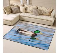 Tappeto decorativo per soggiorno, motivo: anatra reale che nuota in un fiume, morbido, lavabile, per camera da letto, soggiorno, 160 x 122 cm