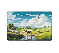 Tappeto decorativo per soggiorno, motivo campagna, fattoria, mucca, antiscivolo, lavabile, 7,6 x 12,7 cm, per camera da letto, interni, per camera da letto e soggiorno, 152 x 99 cm