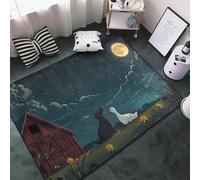 Tappeto decorativo per soggiorno, motivo: cane da fattoria, anatra, luna, antiscivolo, lavabile, 7,6 x 12,7 cm, per camera da letto, soggiorno, 152 x 99 cm