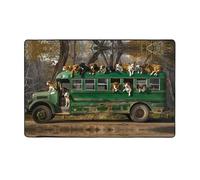 Tappeto decorativo per soggiorno, motivo: cani su uno scuolabus, 7,6 x 12,7 cm, antiscivolo, lavabile, per camera da letto, soggiorno, 152 x 99 cm
